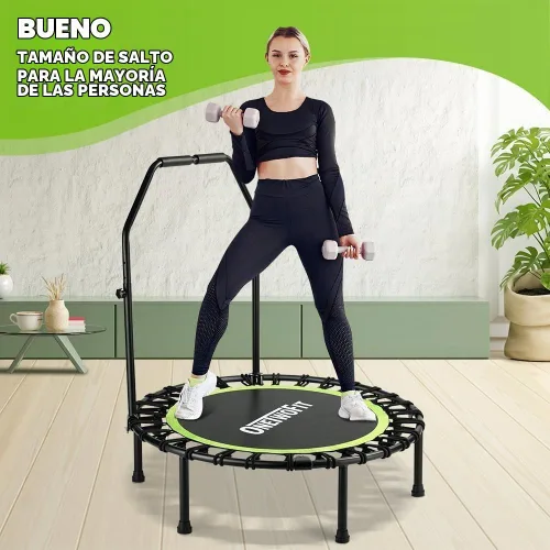 Vista 9 de ONETWOFIT Foldable Mini Bungee Rebounder Trampoline for Adults with Handle 40"/45" Silent Mini Trampoline Indoor/Garden Exercise Fitness