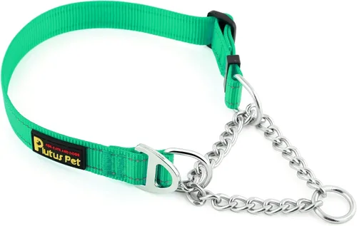 Vista 19 de Collar de perro Martingale de Plutus Pet con cadena de acero inoxidable y nylon reflectante, collar de entrenamiento ajustable sin tirón, para Beige