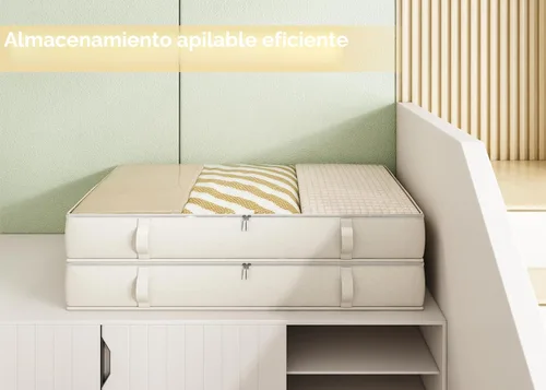 Vista 7 de Vailando Contenedores de almacenamiento para debajo de la cama, 6 pulgadas de alto y 60 litros debajo de la cama con asas resistentes y paredes Beige