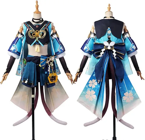 Vista 4 de Kirara - Disfraz de cosplay, traje de rol, vestido de Kirara, traje completo, ropa de anime con peluca