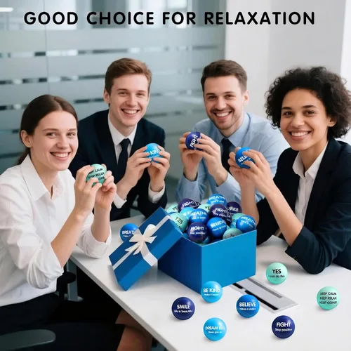 Vista 3 de Liliful 24 bolas motivacionales para el estrés, bolas inspiradoras a granel para adultos, alivio de la ansiedad, juguetes para la oficina, regalos
