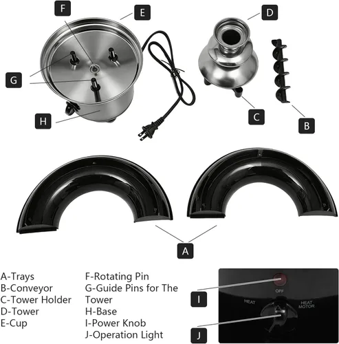 Vista 6 de Máquina de fuente de chocolate de 3 niveles con plato de fruta, fuente de fondue de chocolate para fiestas, entretenimiento en el hogar, diseño