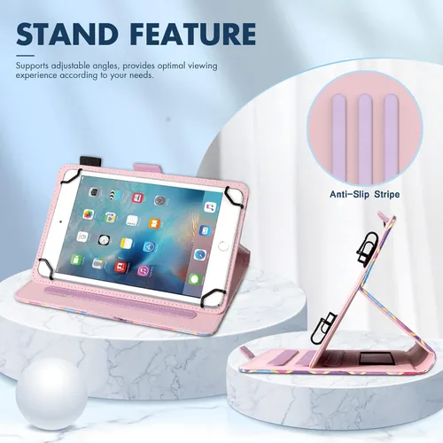 Vista 3 de Dteck Funda Universal (7.9" a 8.4") - Funda Protectora con Soporte Plegable para Apple iPad mini/Samsung Galaxy Tab 8.0 8.4 /Lenovo Tab 8" /onn.