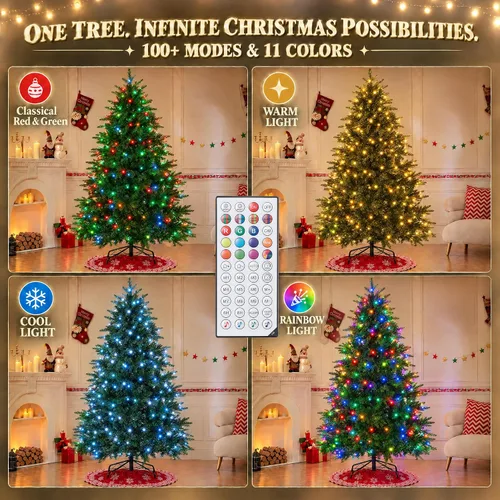 Vista 5 de Árbol de Navidad preiluminado de 6 pies, PVC+PE