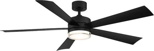Vista 16 de Ventilador inteligente de techo con 5 aspas, accesorio de luz LED y control de pared para interiores o exteriores y para iOS o Android, Alexa