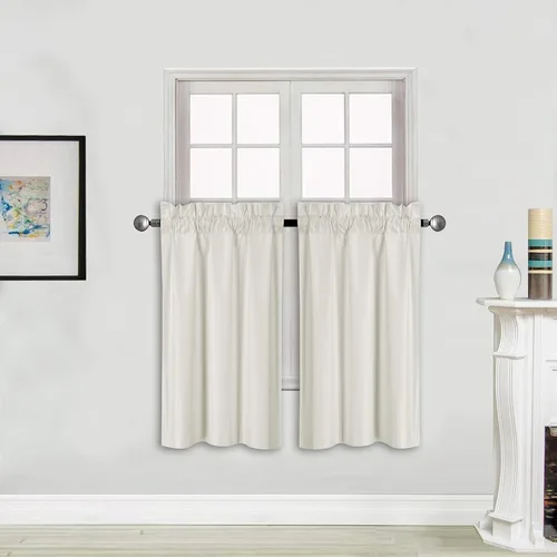 Vista 31 de Better Home Style - Cortina aislante para ventana, 2 paneles, 100% opaca, paneles cortos para cocina, baño o cualquier ventana pequeña
