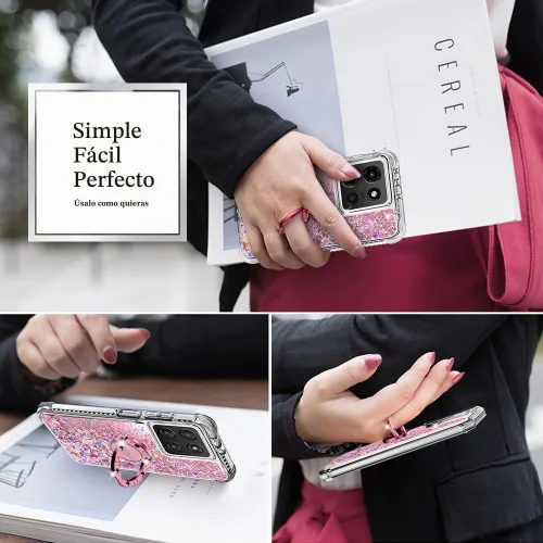 Vista 4 de Silverback Funda para Moto G Stylus 2025 con soporte de anillo, color rosa