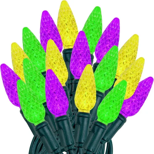 Vista 27 de Novelty Lights - Mini juego de 70 luces C6 LED de Navidad, serie de luces de grado comercial para exteriores, cable verde, 24 pies