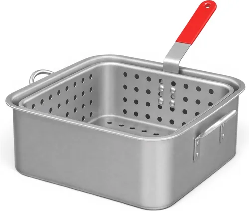 Vista 9 de Gas One Olla de Cocina de Aluminio Freidora Profunda con Cesta – Olla de Freír de Aluminio de 10QT con Asa de Agarre Fácil – Freidora Duradera