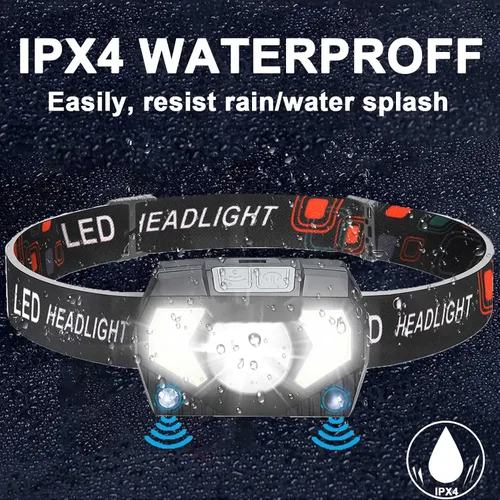 Vista 6 de Linterna frontal recargable, 1100 lúmenes, linterna LED brillante ultraligera con luz blanca y roja, paquete de 3 linternas de cabeza con sensor