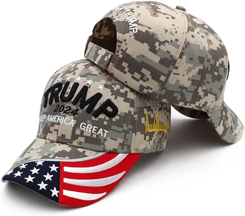 Vista 2 de Gorra de béisbol ajustable Trump 2024 Keep America Great Take America Back con bordado de bandera de Estados Unidos