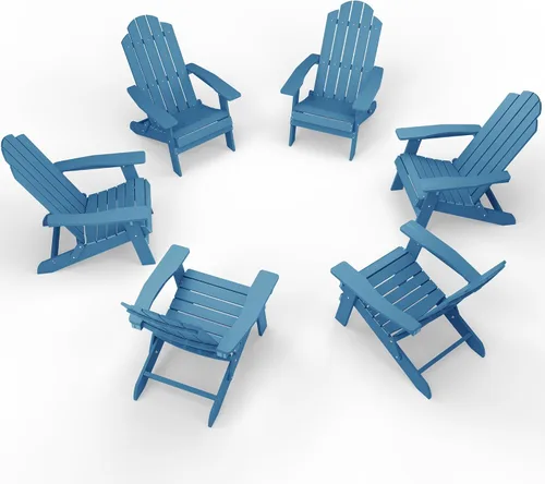 Vista 14 de MXIMU Silla Adirondack plegable para exteriores: sillas Adirondack fáciles de montar y cómodas, silla de plástico compuesto para todo tipo de clima