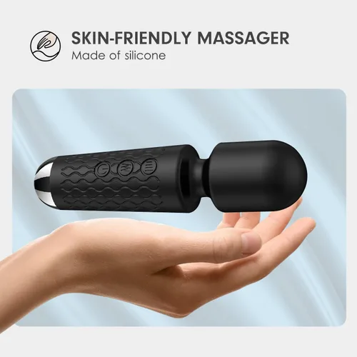 Vista 2 de Masajeador personal de espalda, masajeador de mano impermeable y recargable, 20 velocidades, 8 patrones, masaje de vibración, perfecto para Negro