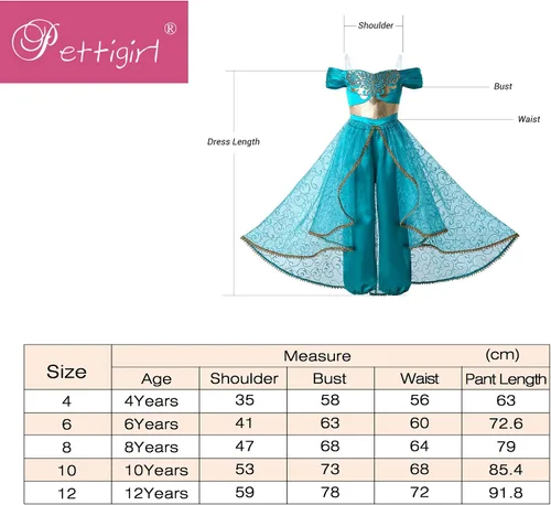 Vista 7 de Pettigirl Girls Blue Princess Dress Up Costume Kids Fancy Birthday Party Princess Cosplay Clothes