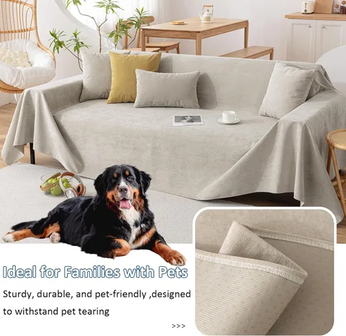 Vista 4 de VClife Funda de sofá antiarañazos para gatos, funda de sofá 100% impermeable para mascotas, funda de sofá caqui para sofá seccional, protector