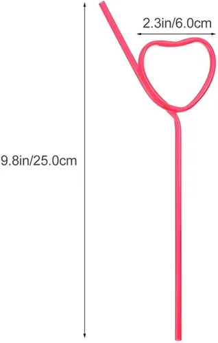 Vista 3 de 25 popotes de plástico para cóctel, en forma de corazón, reutilizables, pajitas largas y flexibles para ducha, suministros de fiesta de cumpleaños