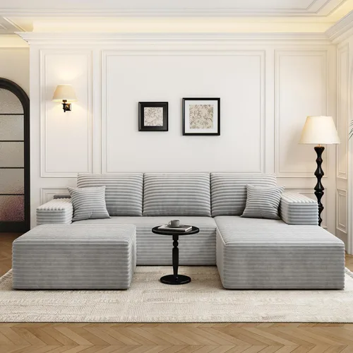 Vista 17 de Sofá seccional modular Cloud de 107.5 pulgadas con 1 otomana, sofás tapizados modernos minimalistas, cómodo sofá en forma de U para sala de estar