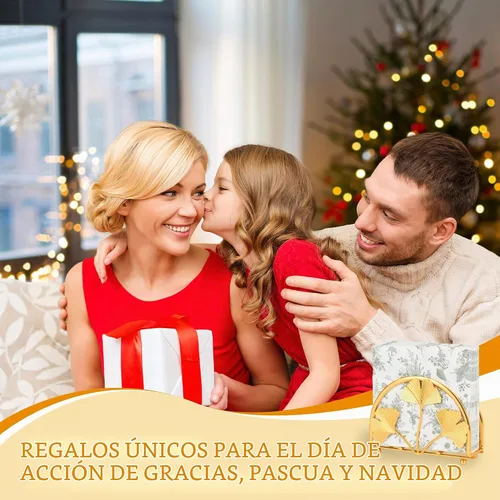 Vista 7 de Servilletero de hojas de ginkgo dorado para mesa, elegantes servilleteros para servilletas de papel, servilletero, servilleta de cóctel de una pieza