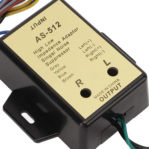 Vista 8 de Convertidor de nivel de altavoz, adaptador de impedancia alta y baja de línea de 2 canales, convertidor de salida de nivel de altavoz de audio