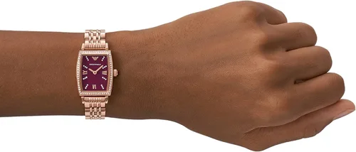 Vista 4 de Emporio Armani Reloj de acero inoxidable de dos manos para mujer modelo AR11488 Cuadrado de oro rosa