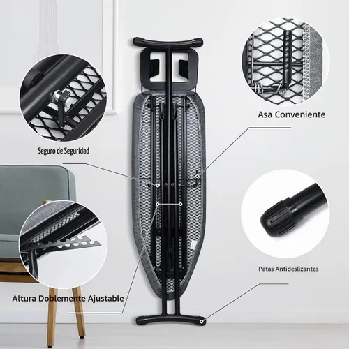 Vista 6 de Duwee Tabla de planchar de 12 x 36 pulgadas con cubierta resistente al Negro