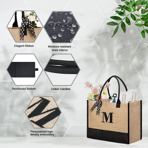 Vista 3 de BeeGreen Regalos para mujer, bolsa de lona con bolsillo bordado, bolsa de mano personalizada para amiga, mamá, profesora, hermana