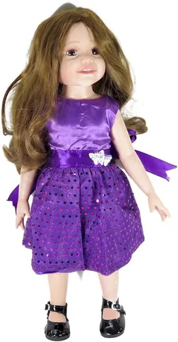 Vista 5 de Ropa de muñeca de 18 pulgadas, accesorios para muñecas, hermoso vestido morado con lunares que se adapta a muñecas Gril de 18 pulgadas ZK07
