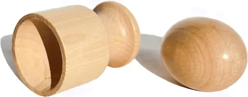 Vista 6 de JE JOUE Montessori Materials Huevo de madera con taza para juguete infantil