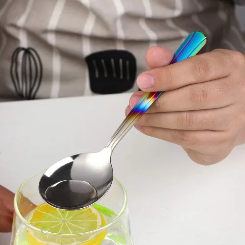 Vista 7 de QIBOMOON - Juego de 12 cucharas de caldo redondas de acero inoxidable para café, azúcar, postre, pastel, helado, sopa, antipasto capuchino, 5.8