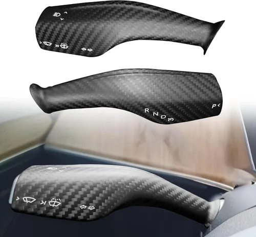 Vista 7 de Compatible con Tesla Model 3 Y 2021-2023, Real 3K240G de fibra de carbono para volante de columna de palanca de cambios, accesorios de decoración