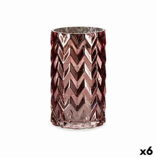 Vista 2 de Jarrón Gift Decor Rosa Cristal Espiga Tallado 11,3 x 19,5 x 11,3 cm (6 Unidades)