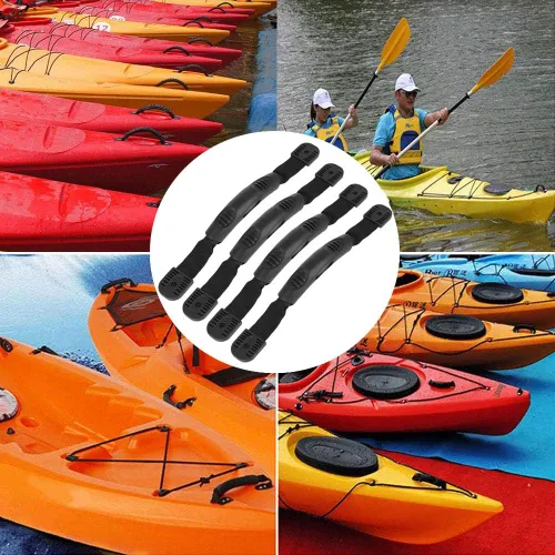 Vista 3 de 4 asas de transporte de montaje lateral para canoa y barco, asas de paddle park canoa, 5 ojales con 10 tornillos para kit de aparejo de cubierta