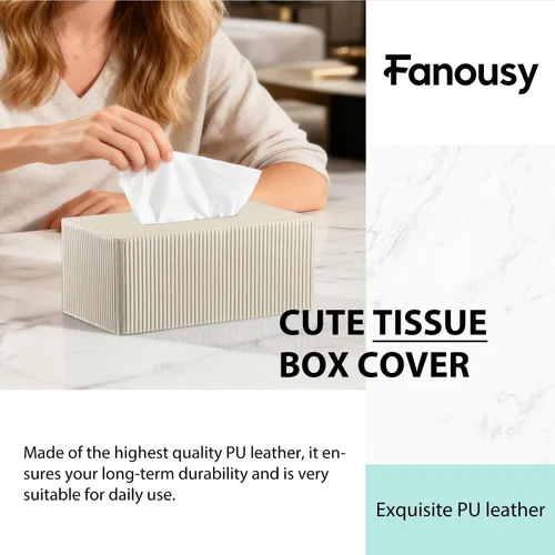 Vista 6 de Funda rectangular grande para caja de pañuelos con cinturón inferior, se albaricoque