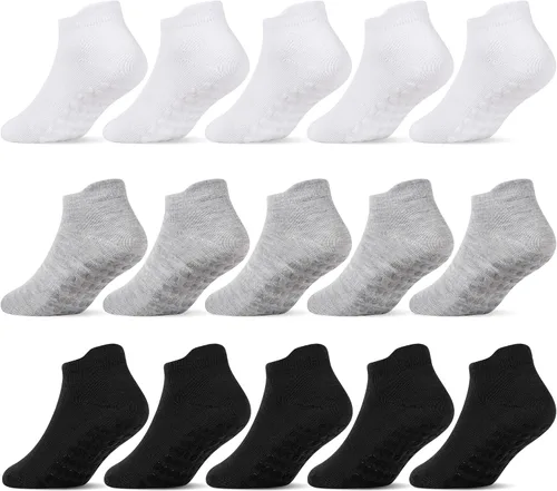 Vista 8 de SkiBeaut 15 pares de calcetines antideslizantes para niños pequeños, calcetines antideslizantes para niños y niñas de 0 a 7 años
