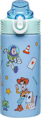 Vista 22 de Zak Designs Bluey Sage - Botella de agua para niños para la escuela o viajes, botella de agua de acero inoxidable de 14 onzas con popote, asa y tapa