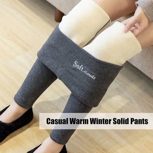 Vista 2 de Softclouds - Lanabella - Pantalones de invierno cálidos y casuales para mujer, leggings de forro polar para mujer (gris, M)