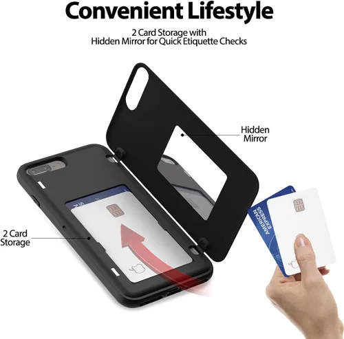 Vista 3 de GOOSPERY Funda para iPhone 8 Plus, iPhone 7 Plus con tarjetero y protector de doble capa, color negro