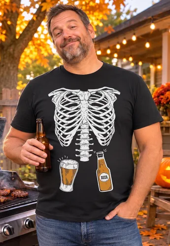 Vista 2 de Tstars Camisa de Halloween de calabaza para hombre, camiseta gráfica de cara de Jack-O'-Lantern, regalo divertido para fiestas de Halloween Negro