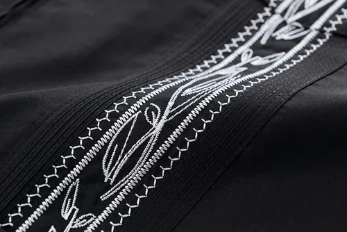 Vista 5 de Camisas casuales para hombre Guayabera de manga corta con cremallera, estilo mexicano