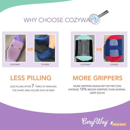 Vista 3 de CozyWay Non Slip Toddler Socks 612 Pairs with Grip for Boys Girls Baby Infants Kids Anti Skid Cotton Crew Socks 1-9 Years