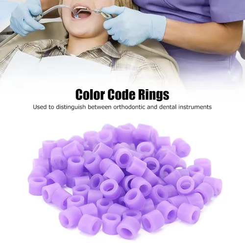 Vista 8 de Anillos de código de color de silicona, fáciles de limpiar, 100 anillos de código de color dental, fuerte dureza para distinguir instrumentos