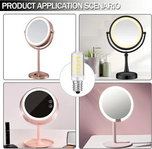 Vista 5 de Espejo de aumento iluminado de doble cara, bombilla de repuesto para espejo de maquillaje o aumento iluminado de doble cara, blanco cálido 3K
