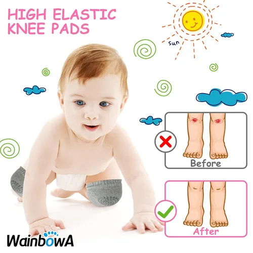 Vista 5 de WainbowA - Rodilleras antideslizantes para bebés y niños, para proteger a bebés y niños, rodillas, codos y piernas, unisex, para bebés y niños