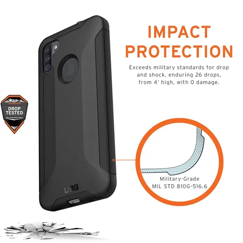 Vista 3 de URBAN ARMOR GEAR UAG - Funda protectora para Samsung Galaxy A11 Scout [negra] resistente y ligera, de grado militar, probada contra caídas