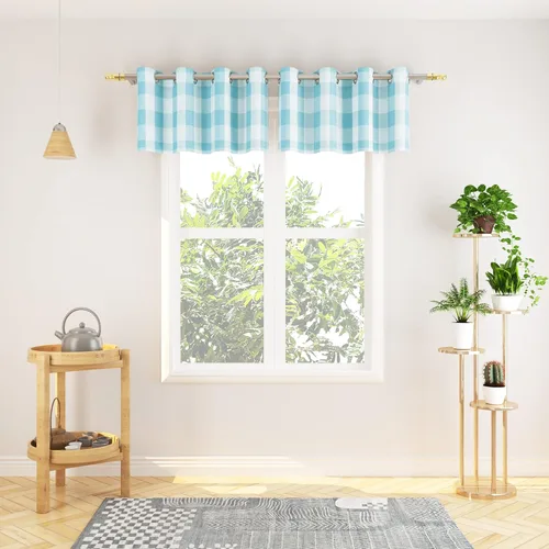 Vista 130 de Cortinas de 24 pulgadas de largo con diseño Buffalo Check Gingham Plaid para ventanas de cocina y baño, tratamiento para ventanas con 2 paneles