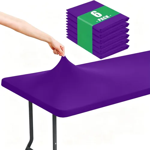 Vista 17 de Moosfor Paquete de 6 manteles cuadrados de elastano, manteles elásticos ajustables para pícnic, cubierta de mesa de patio elástica lavable para Negro