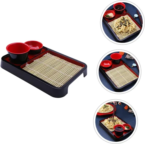 Vista 4 de 5 juegos de platos de fideos fríos japoneses, fuente de cocina, plato de sushi de estilo japonés, vajilla de cocina, recipiente de alimentos, plato