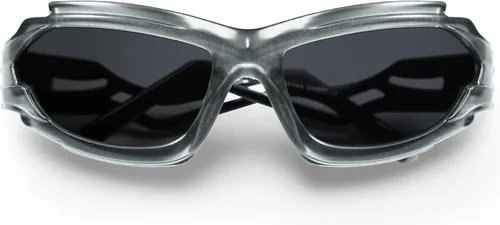 Vista 5 de VANLINKER Gafas de sol envolventes ovaladas para mujeres y hombres, a la moda, deportes, irregulares, color negro, gafas oscuras Swift VL9739