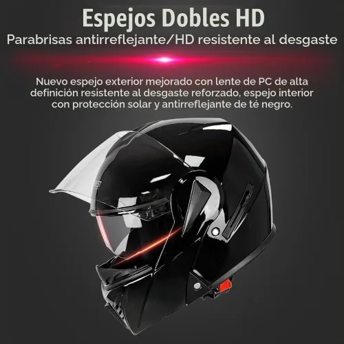 Vista 3 de Casco de motocicleta Bluetooth aprobado por DOT - Casco modular de cara completa con visera doble abatible, carcasa de ABS, sistema de ventilación