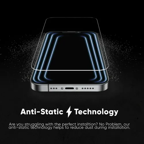 Vista 4 de FLOLAB NanoArmour ONETIME - Funda compatible con iPhone 15 Plus / 14 Pro Max, protector de pantalla de vidrio templado ultra transparente de grado